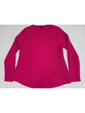 Talbots Petite Raspberry Pink Textured Sweater Long Sleeve Large LP Wool Blend
